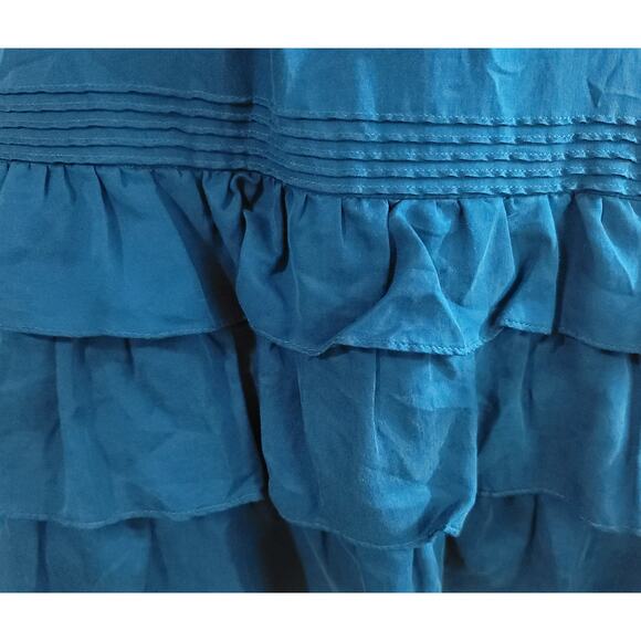 Lost April Blue Sleeveless Ruffled Mini Dress Small Pleated Bodice Soft Flowy - Picture 3 of 6